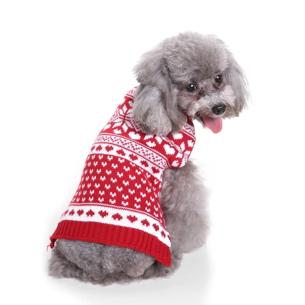 Dog Stripes Sweaters Winter Knitting Pet Sweater for Medium Large Dogs Christmas Elk Dog Clothes Labrador Pullovers Costume