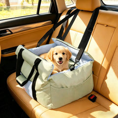 Portable Dog Car Seat Pet Dog Booster Seat Puppy Travel Carrier Bed with Safety Belt Storage Pocket Removable Washable Cover