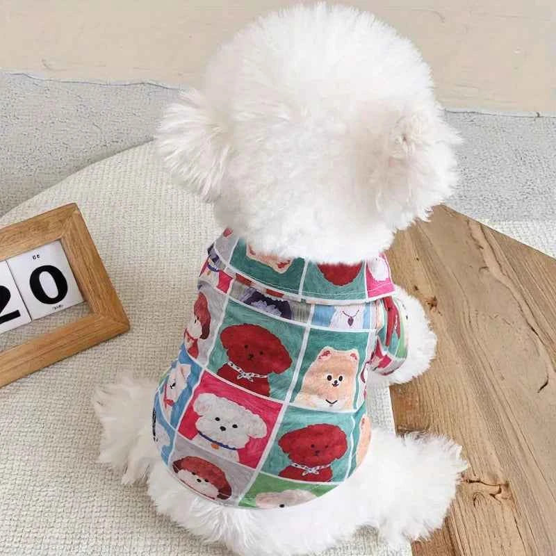 Stylish Lightweight Breathable Cartoon Pet Dog Shirt Clothing Set