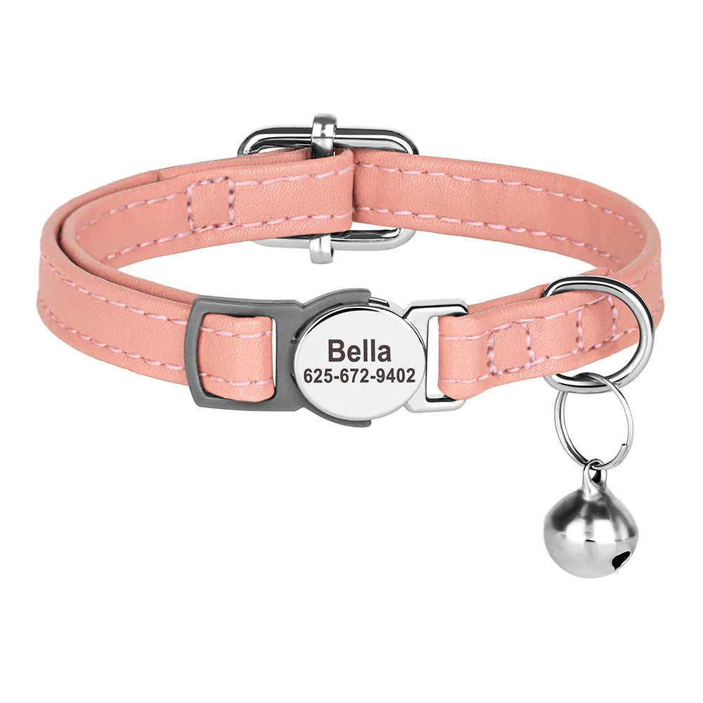 Free personalized kitten collar, engraved with pet dog's name, anti-lost, suitable for cats and small dogs, adjustable