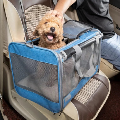 Portable Expandable Pet Travel Bag Soft Sided Breathable Carrier Crossbody