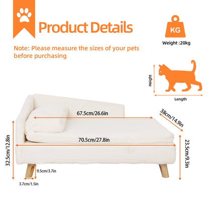 BINGOPAW Elevated Pet Bed Sofa With Waterproof Cozy Pad And Wood Legs