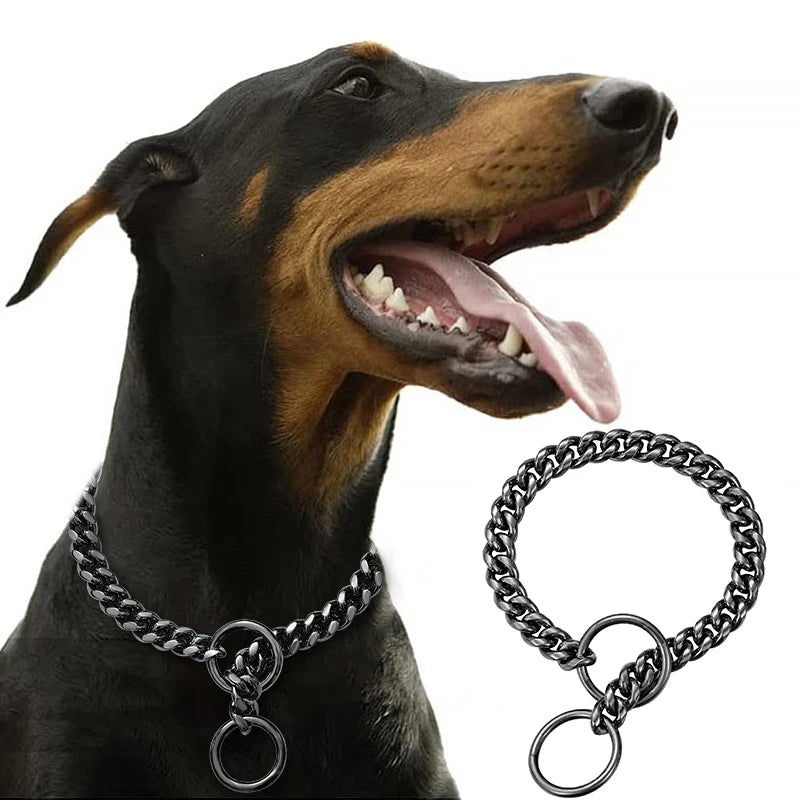 Stainless Steel Chain Dog Collar Cuban Style Training Collar