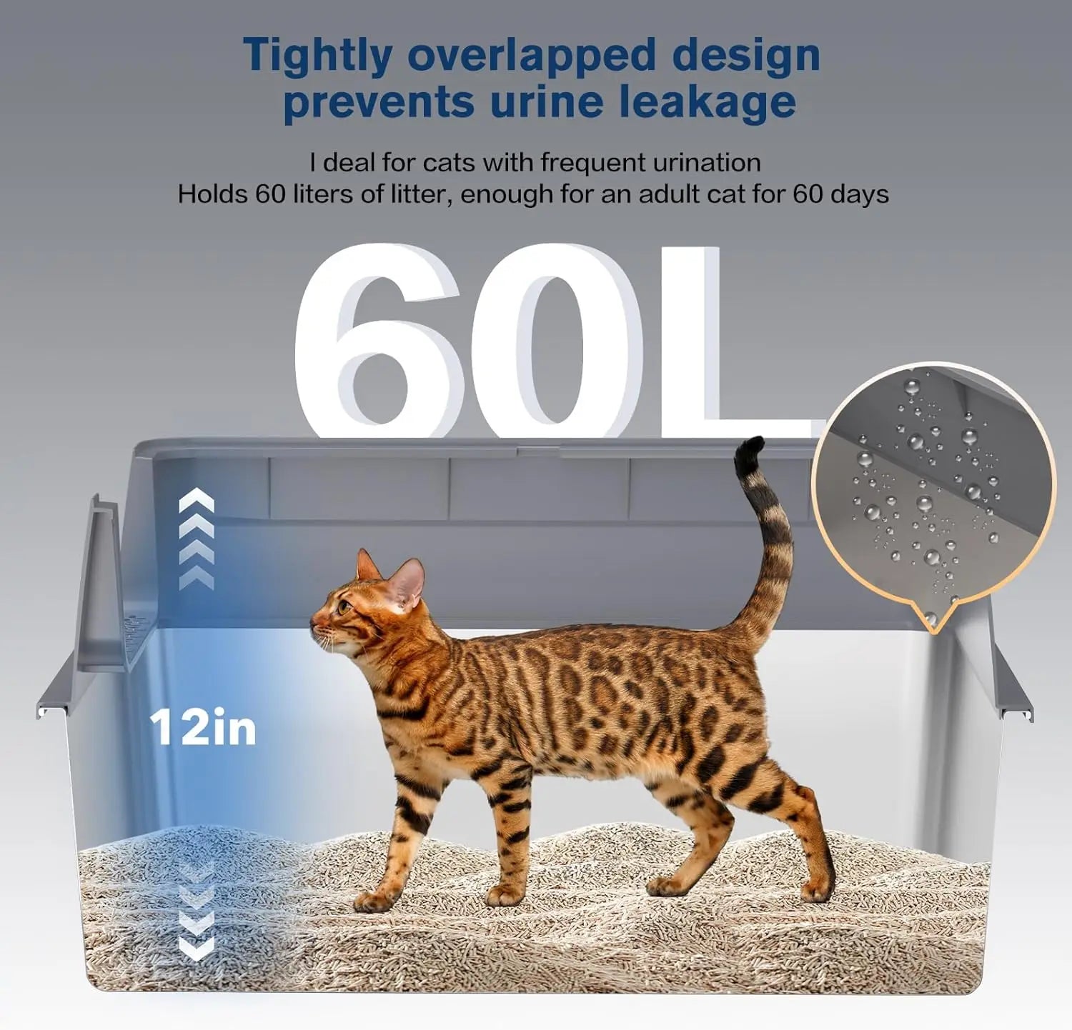 Leak Proof Stainless Steel Cat Litter Box With Lid