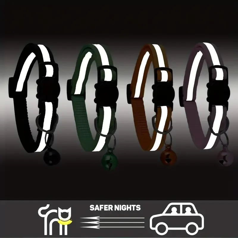 Personalized Free Engraving Reflective Cat Collar Adjustable Nylon