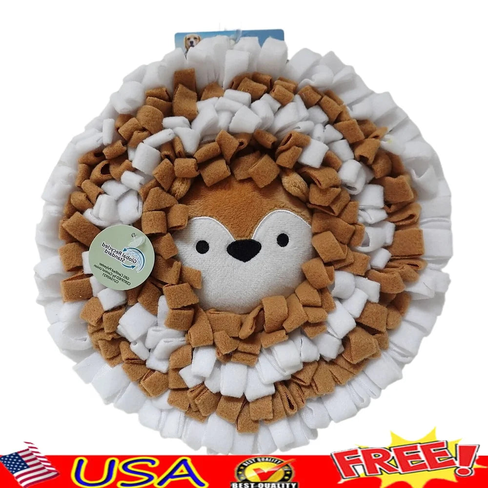 Wildlife Snuffle Fox Mat 10inch Dog Toy Chew Treat Dispenser Non-Slip Polyester Durable Fun Feeding Mat Dogs