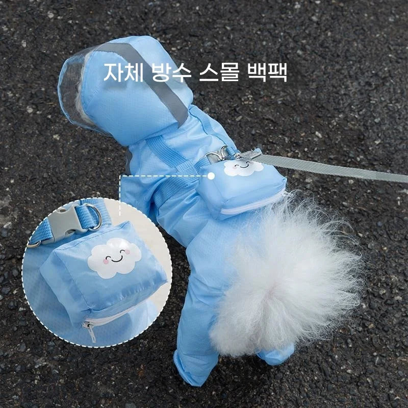 Pet Dog Animal Raincoat Integrated Dog Raincoat Blue Clothing/Fashion Raincoat