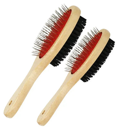 High-Concerned Double-Sided Wooden Pet Comb For Dogs And Cats