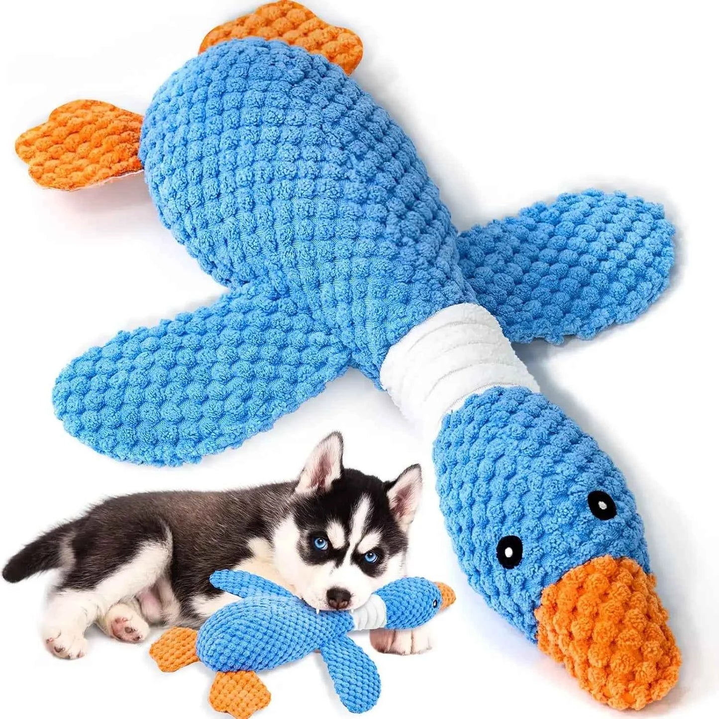 Upgraded Goose Indestructible Dog Toys for Aggressive Chewers Small Medium Large Breed, Crinkle Squeaky Plush Dog Puppy Chew Toy