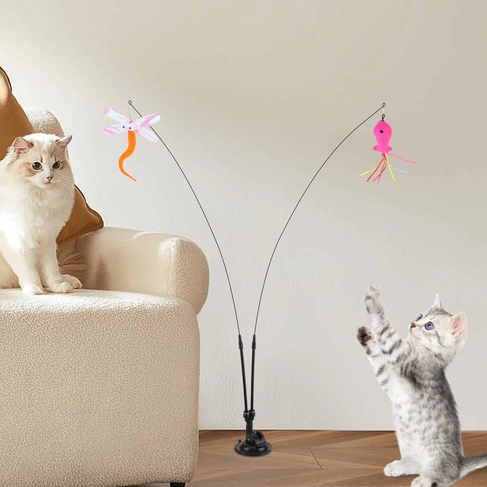 Double Headed Interactive Cat Toy Replacement Head Set