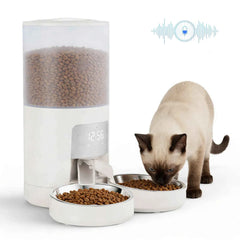JHK 6L Automatic Cat Feeder with 2 Stainless Bowls Timed Cat Food Dispenser Dual Power Supply Dual Pet Feeder for Cat and Dog