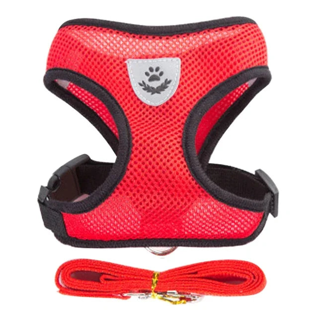 Cat Harness Vest With Adjustable Polyester Mesh Leash For Pets