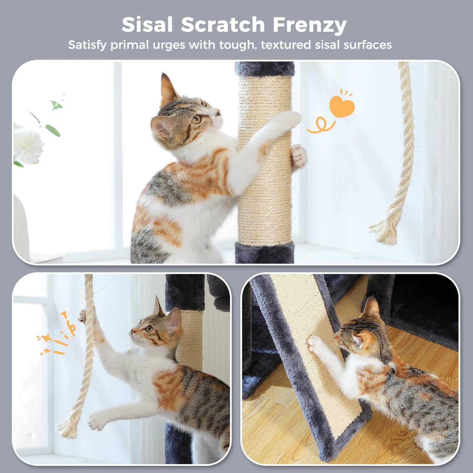 PAWZ Road Multi-Level Cat Tree Tower with Sisal Scratching Posts