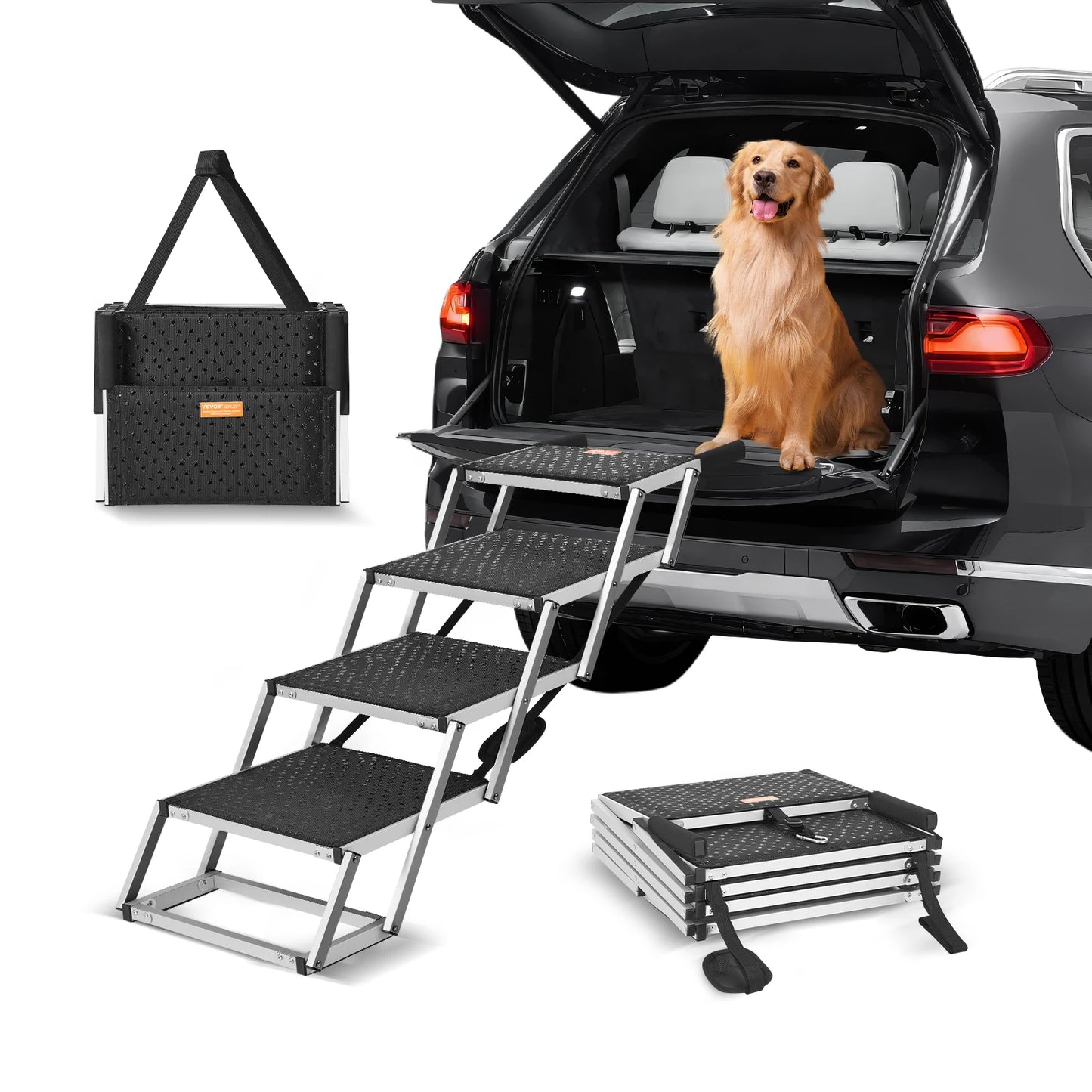 SucceBuy Dog Car Steps Folding Portable Pet Stairs