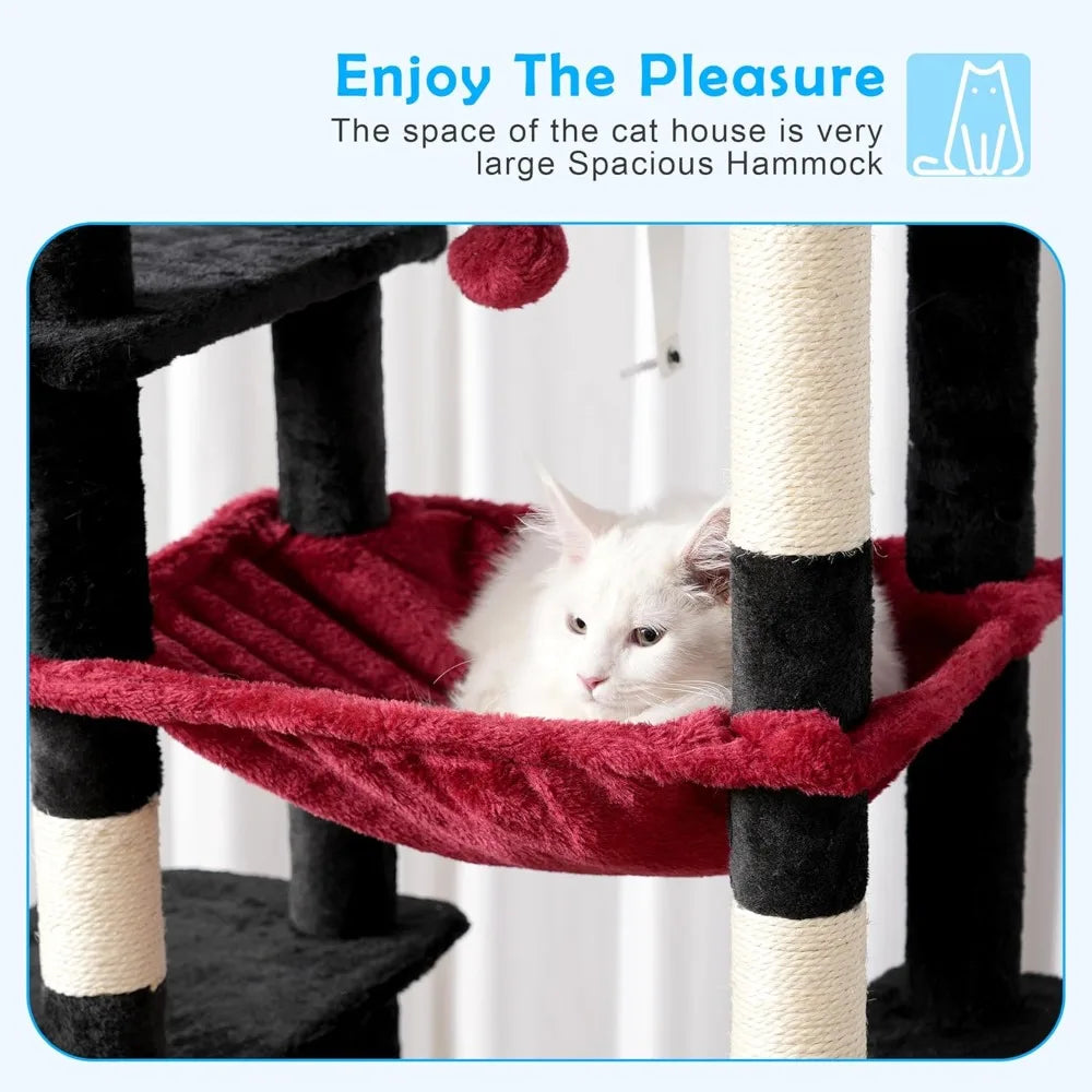 Pet Harmony Supplies Cat Tree Tower With Condo Hammock