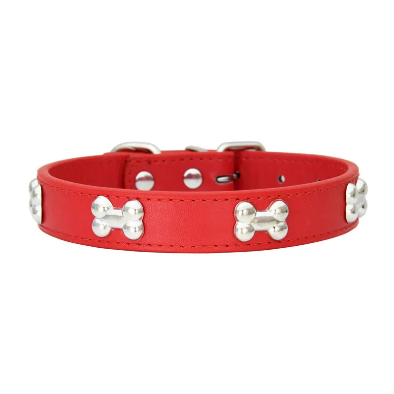 Bone Leather Durable Dog Collar For All Breeds Pet Accessories