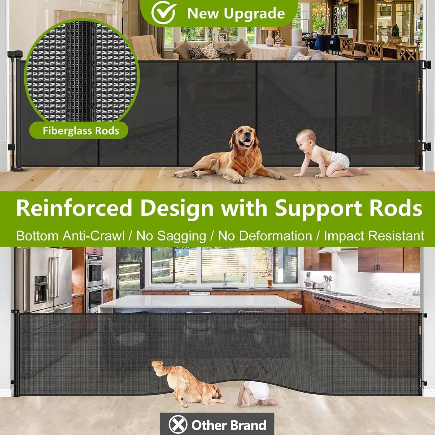 Adjustable Retractable Dog Gate For Indoor Outdoor Use