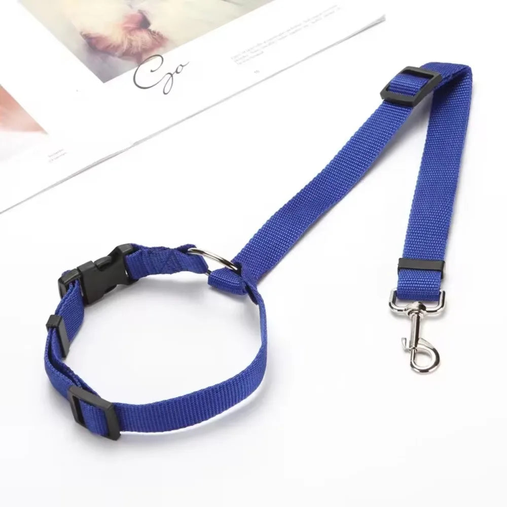 Two-In-One Pet Car Seat Belt Nylon Lead Leash Adjustable Durable