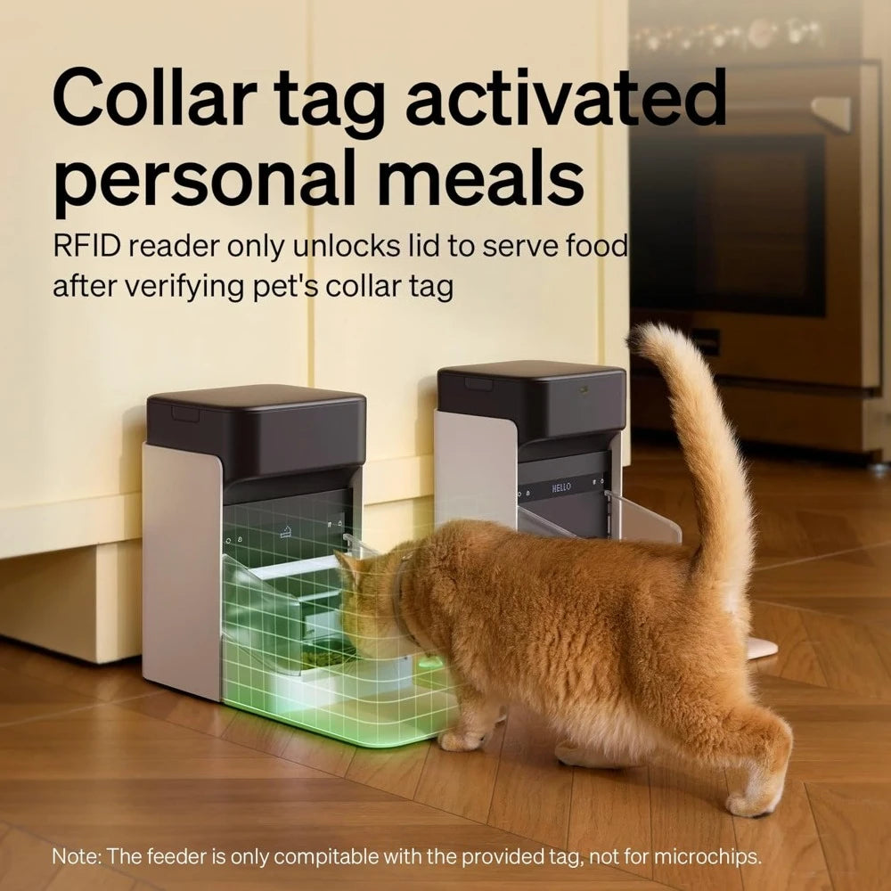 Automatic Cat Feeder,5G Automatic Pet Feeder,3L Auto Cat Feeder App Control with Light Collar Tag,  Automatic Cat Food Dispenser