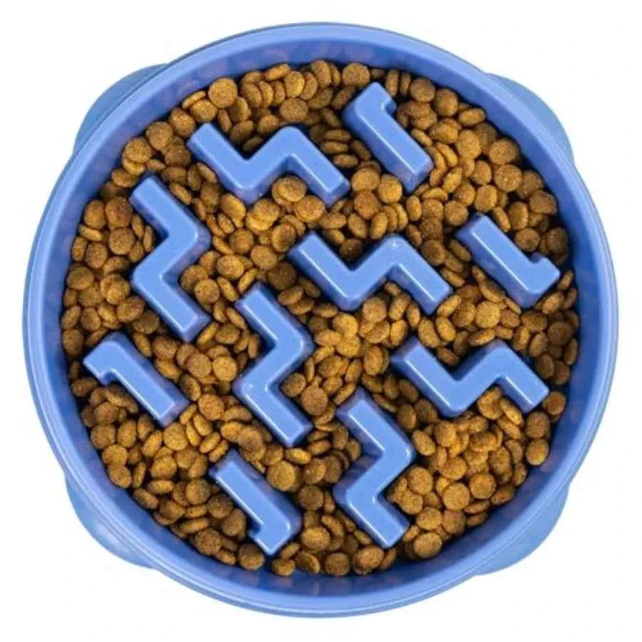 Fun Feeder Slo Bowl 4‑Cup Capacity, Slow Feeding, to Dogs, Non‑Slip,,Notch Pattern