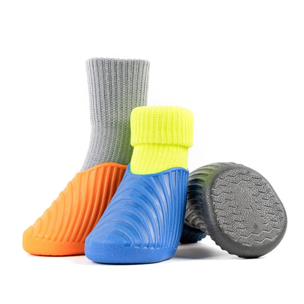 4Pcs/Set Dog Rain Shoes Anti Slip Sole Waterproof Cat Shoe Rubber Boots for Outdoor Footwear Socks Dog Foot Cover Protectors