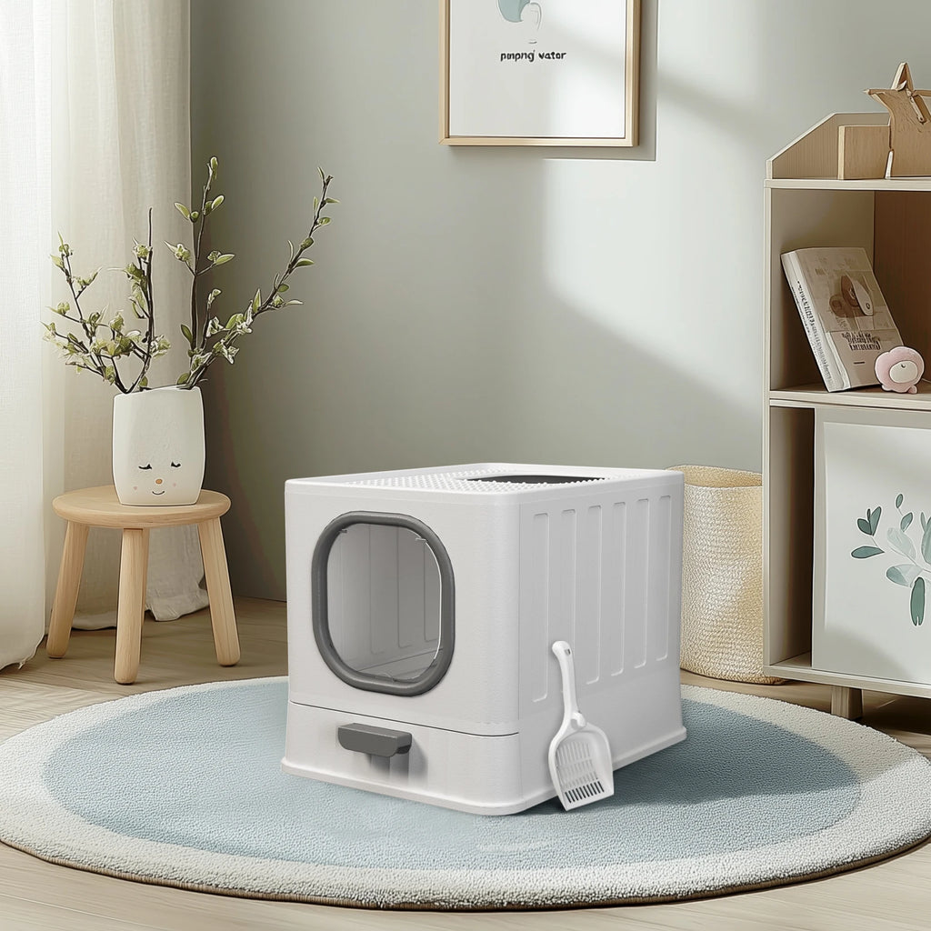 Enclosed Cat Litter Box With Lid Top Entry Scoop Included