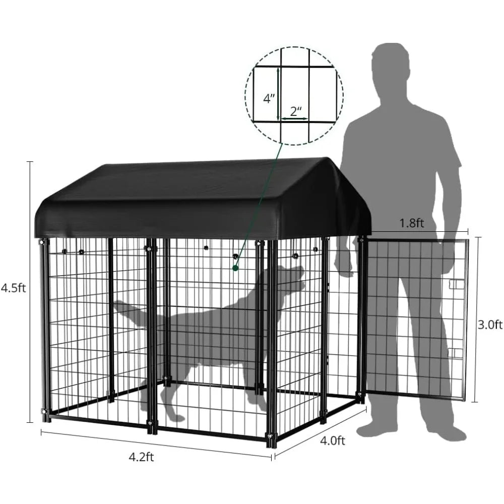 Outdoor Dog Kennel House With Durable Waterproof Roof