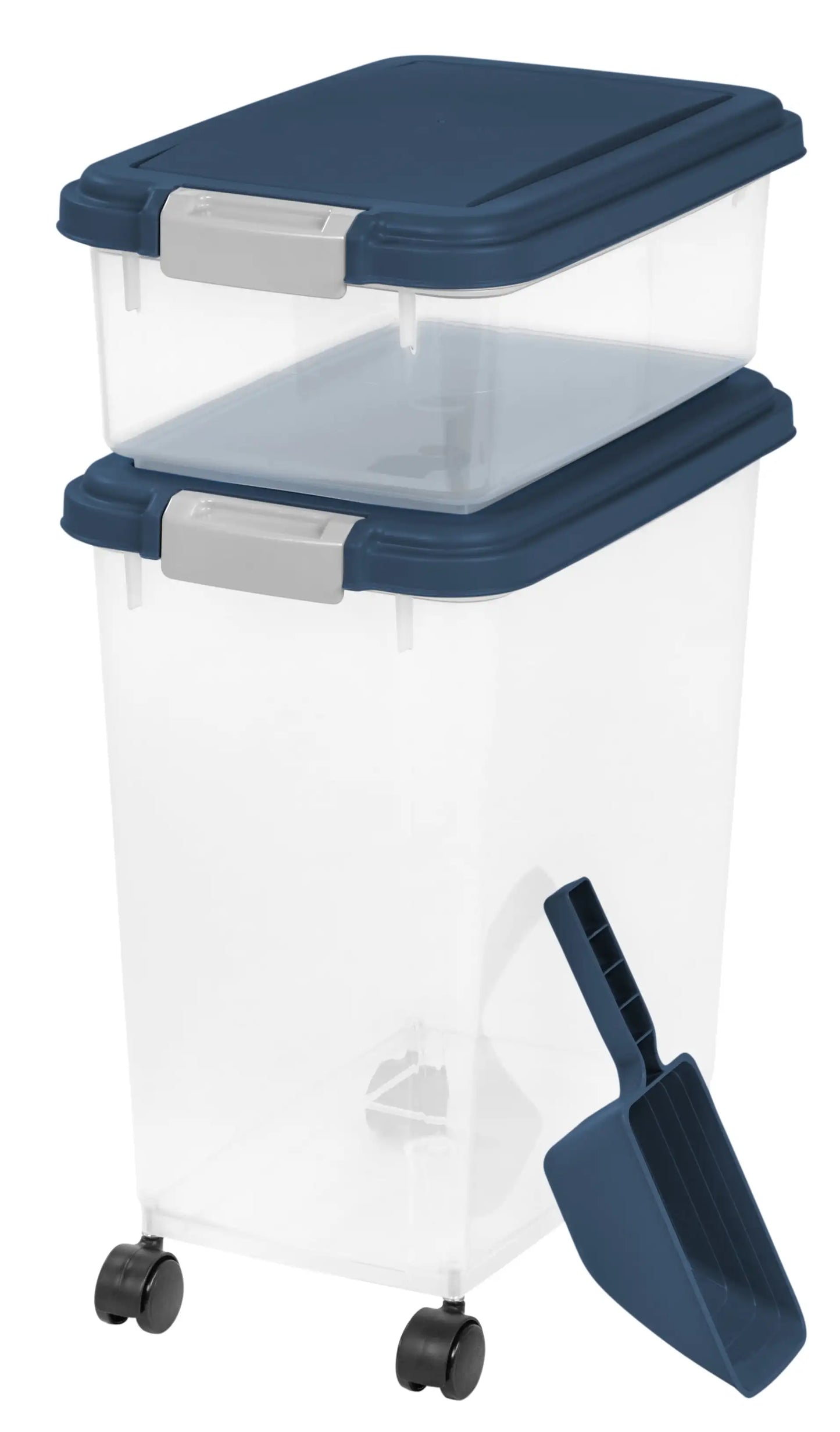 IRIS USA 30 lbs & 11 lbs Combo Airtight Dog Food Storage Container, Stackable Treat Box, 2-Cup Scoop, Casters, Keep Fresh