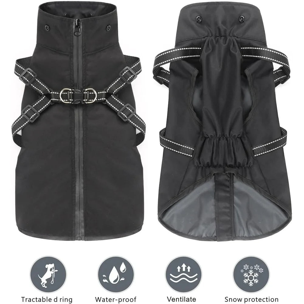 Reflective Waterproof Dog Raincoat Adjustable Hooded Jacket Small Medium Large Dogs Easy Wear Rain Gear