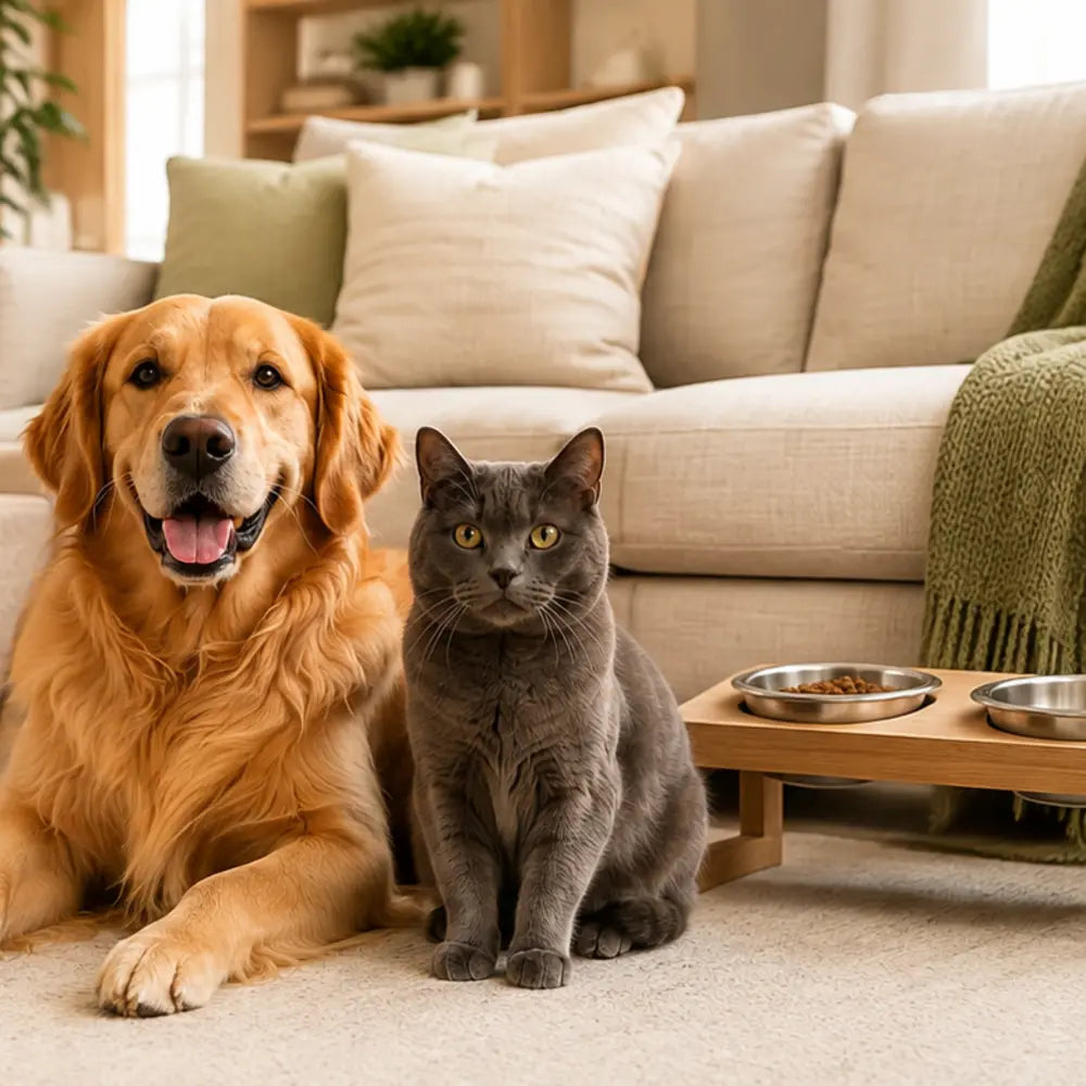 Pets enjoying time together at home